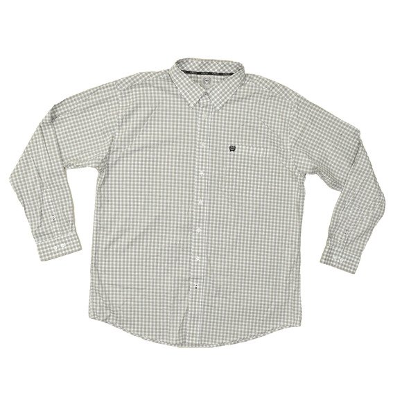 Cinch Men's Plaid Button Down Shirt Long Sleeve Regular Size XL Western Beige - Picture 1 of 8